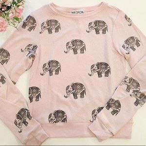Wildfox Light Pink Roaming Elephants Sweatshirt